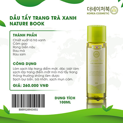Tẩy Trang Mắt Môi Chiết Xuất Trà Xanh The Nature Book Hàn Quốc - Green Tea Lip And Eye Makeup Remover