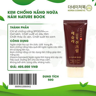 Kem Chống Nắng Ngừa Nám The Nature Book Hàn Quốc - The Nature Book Mesla UV Sun Cream SPF50+ PA+++