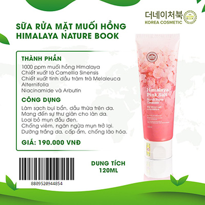 Sữa Rửa Mặt Muối Hồng Himalaya The Nature Book Hàn Quốc - Himalaya Pink Salt Scrub Foam Cleaneser
