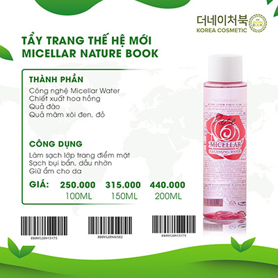 Tẩy Trang Micellar Thế Hệ Mới 200ml The Nature Book Hàn Quốc