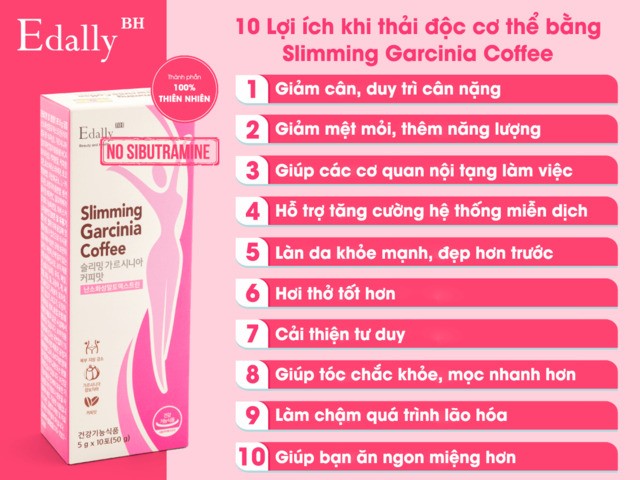 Công dụng của Cafe giảm cân và thải độc Hàn Quốc Edally Slimming Garcinia Coffee nhập khẩu, chính hãng
