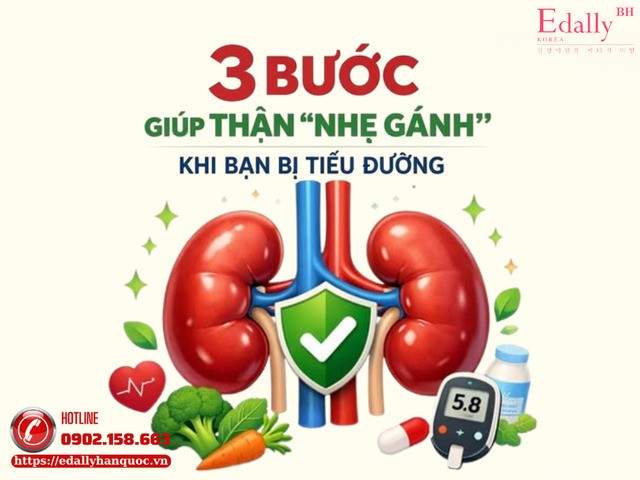 3 bước để thận nhẹ gánh khi bạn bị bệnh tiểu đường