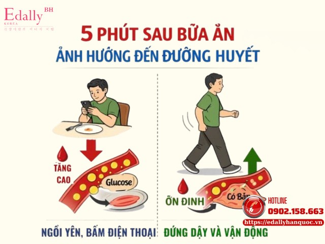 5 phút sau bữa ăn ảnh hưởng đến đường huyết như thế nào?