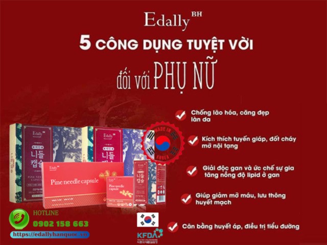 5 công dụng của Tinh dầu thông đỏ Hàn Quốc Edally Pine Needle Capsule đối với sức khỏe và làn da phụ nữ