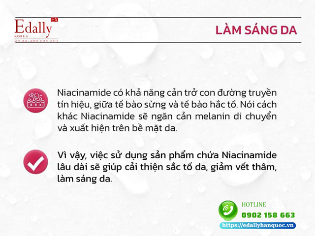 Niacinamide trong mỹ phẩm có khả năng làm sáng da