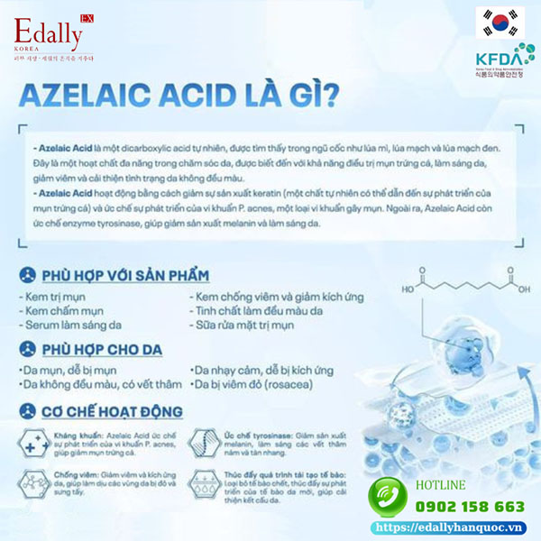 Tác dụng của hoạt chất Azelaic acid trong mỹ phẩm