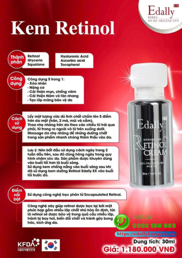 Bảng giá Kem Retinol Edally EX Hàn Quốc chính hãng