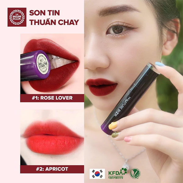 Bảng màu Son tint thuần chay Nature Book Hàn Quốc