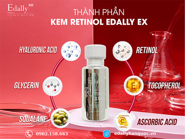 Bảng thành phần ưu việt của Kem Retinol Edally EX Hàn Quốc