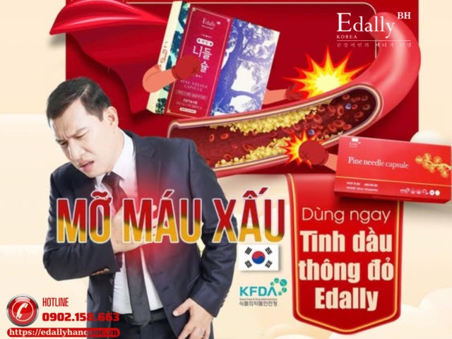 Mỡ máu xấu (LDL- cholesterol) dùng ngay Tinh dầu thông đỏ Hàn Quốc Edally Pine Needle Capsule