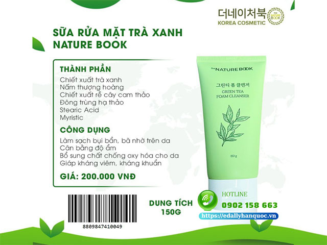 Bí mật giúp làn da nhạy cảm đẹp lên từng ngày với Sữa rửa mặt trà xanh The Nature Book