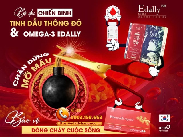 Bộ đôi hủy diệt mỡ máu - Tinh dầu thông đỏ Edally Pine Needle Capsule và Omega-3 Edally