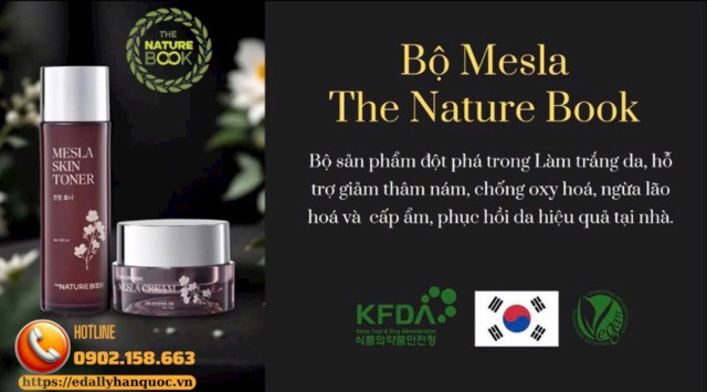 Bộ đôi ngừa nám, sáng da Mesla The Natrue Book phiên bản nâng cấp được chứng nhận thuần chay Vegan và KFDA
