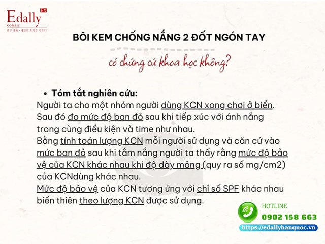 Bôi kem chống nắng 2 đốt ngón tay có chứng cứ khoa học không?