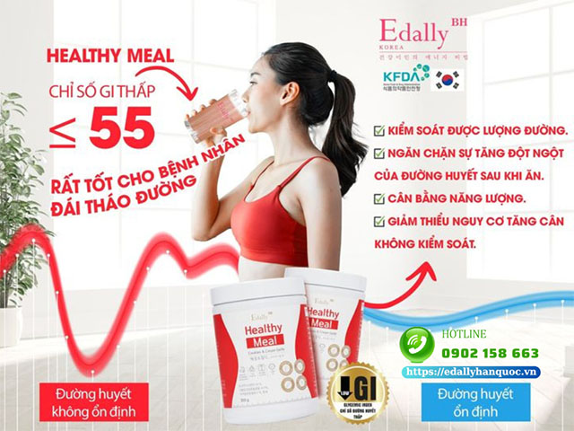 Bữa ăn lành mạnh Edally Healthy Meal - Thực phẩm có chỉ số đường huyết thấp được khuyến cáo sử dụng cho bệnh nhân đái tháo đường