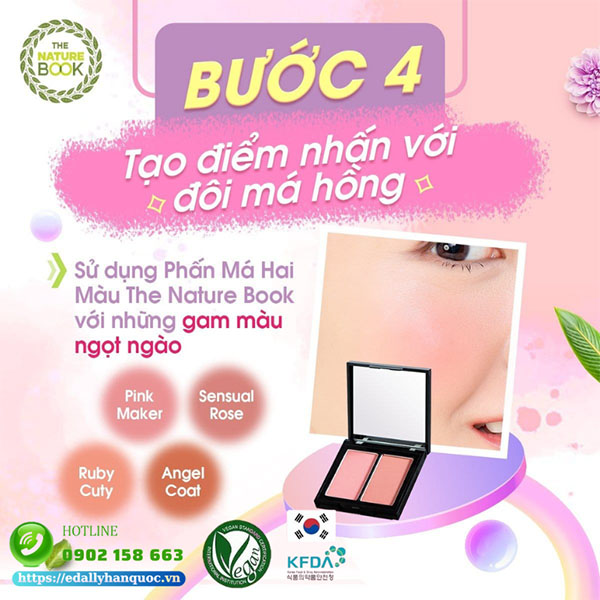 Bước makeup tạo điểm nhấn nhanh gọn cho đôi má với Phấn má hồng The Nature Book