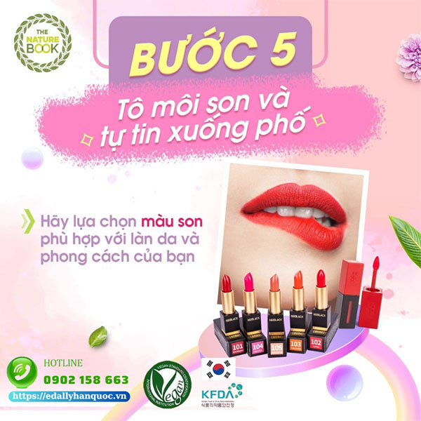 Bước makeup cho đôi môi xinh nhanh gọn để tự tin xuống phố với Son tint thuần chay The Nature Book