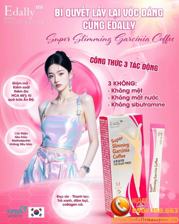 Cà phê thải độc giảm cân Edally Super Slimming Garcinia Coffee - Bí quyết giảm mỡ bụng và mỡ nội tạng, lấy lại vóc dáng thon gọn