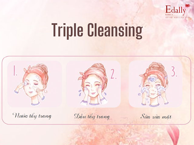 Thứ tự các bước làm sạch da theo phương pháp Triple Cleansing