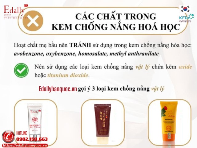 Các chất trong kem chống nắng hóa học là những hoạt chất mẹ bầu nên tránh khi mang thai và cho con bú