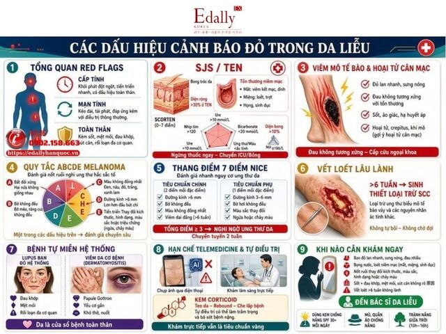 Các dấu hiệu cảnh báo đỏ trong da liễu
