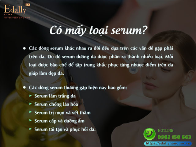 Các dòng serum thường gặp trong làm đẹp da