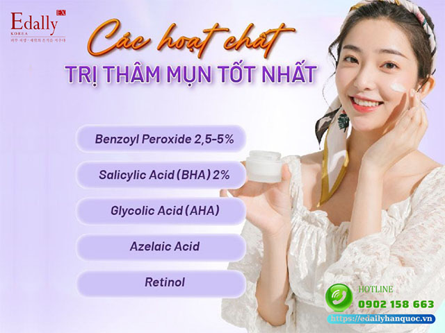 Các hoạt chất điều trị thâm mụn tốt nhất