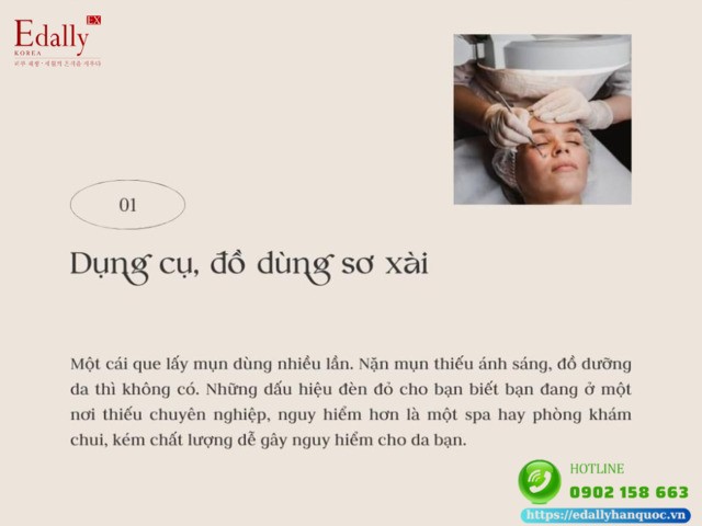 Spa kém chất lượng, không uy tín thường có dụng cụ, đồ dùng sơ xài