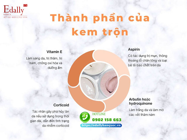 Các thành phần chính có trong kem trộn