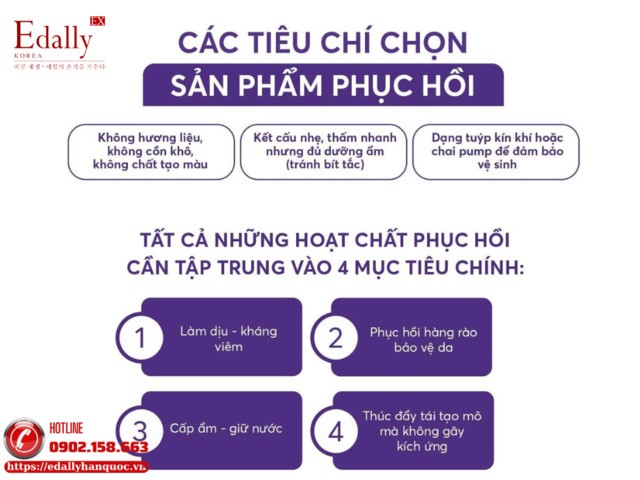 Các tiêu chí chọn sản phẩm phục hồi da sau thủ thuật thẩm mỹ
