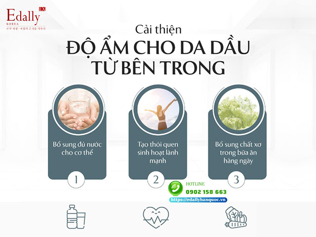 Cách cải thiện da dầu thiếu ẩm từ bên trong