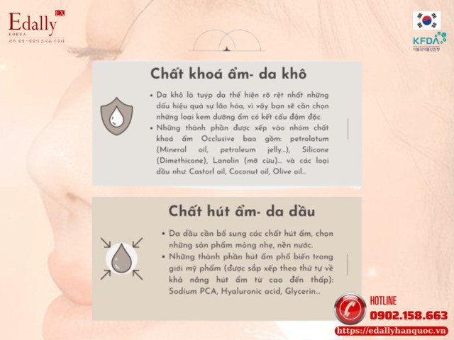 Cách chọn chất dưỡng ẩm da khô và da dầu