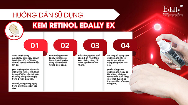 Hướng dẫn cách sử dụng Kem Dưỡng Retinol 1% Edally EX Hàn Quốc