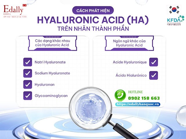 Cách phát hiện thành phần hoạt chất Hyaluronic acid trên nhãn sản phẩm