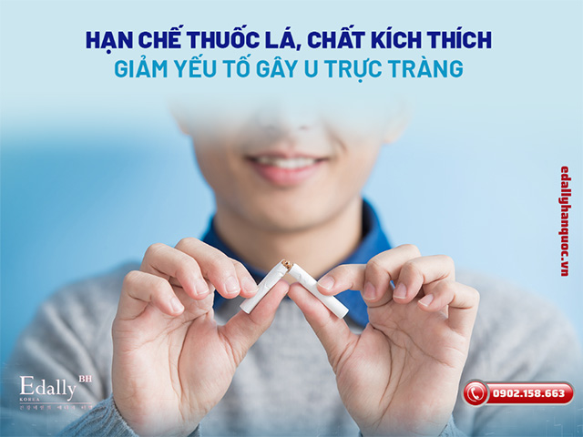 Hạn chế hút thuốc lá và các chất kích thích giảm yếu tố nguy cơ khối u trực tràng lành tính và ác tính