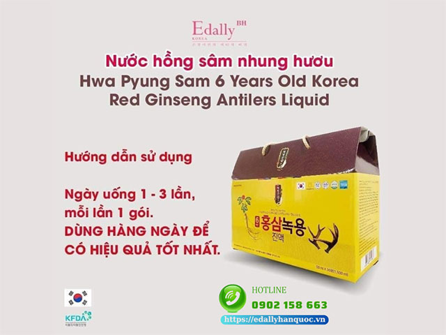Cách sử dụng Nước Hồng sâm Nhung hươu Edally Hwa Pyung Sam 6 Year Old Korea Red Ginseng Antilers Liquit Hàn Quốc nhập khẩu chính hãng