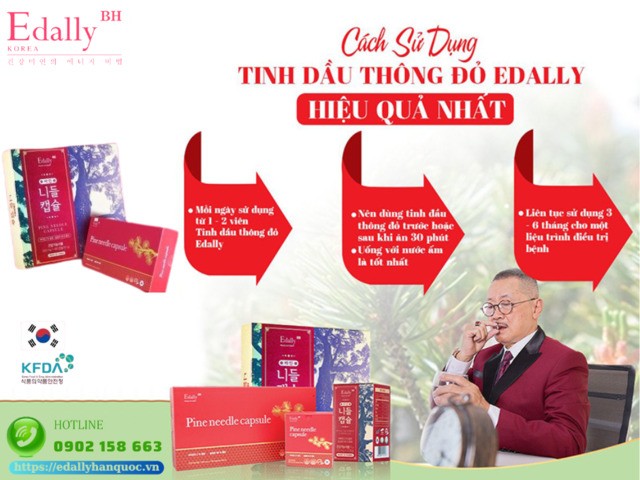 Cách sử dụng viên Tinh dầu Thông đỏ Edally Pine Needle Capsule Hàn Quốc nhập khẩu, chính hãng