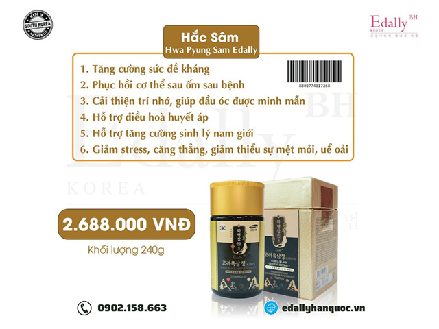 Cao Hắc sâm Hàn Quốc Edally Hwa Pyung Sam nhập khẩu chính hãng