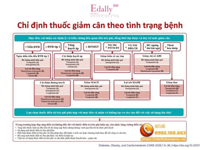 Chỉ định thuốc giảm cân điều trị béo phì theo tình trạng bệnh đồng mắc