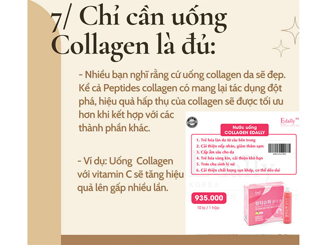 Sai lầm khi nghĩ rằng chỉ cần uống bổ sung collagen là đủ