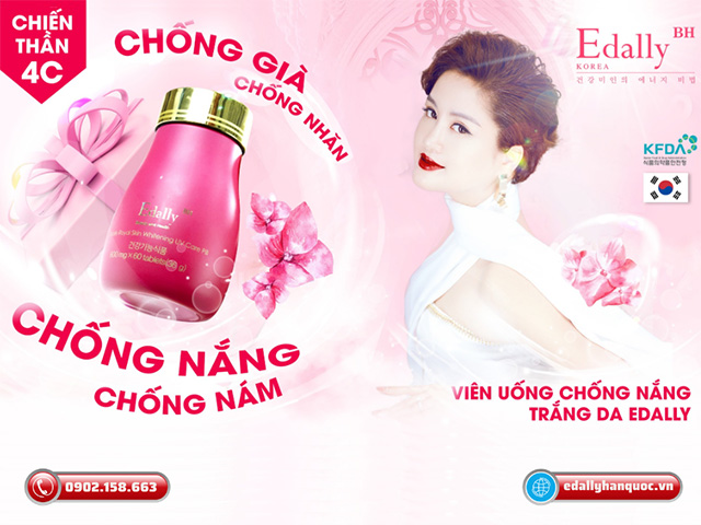 Viên uống chống nắng trắng da Edally BH Hàn Quốc - Chiến thần 4C (chống nắng, chống nám, chống nhăn, chống già)