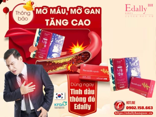 Cholesterol trong máu và trong gan cao dùng ngay Tinh dầu thông đỏ Hàn Quốc Edally Pine Needle Capsule