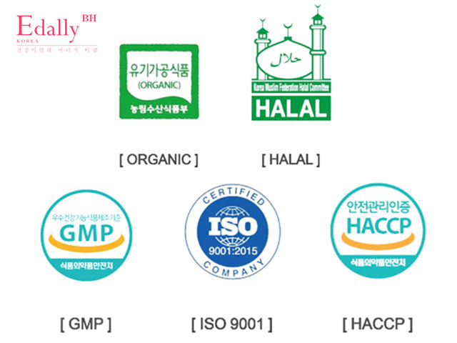 Thực Phẩm Chức Năng Bảo Vệ Sức Khỏe Edally BH Hàn Quốc được chứng nhận chất lượng bởi các tổ chức hàng đầu Thế giới