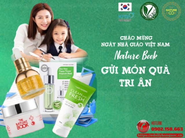 Chương trình khuyến mại 20/11/2024 ngành hàng Mỹ phẩm thiên nhiên thuần chay The Nature Book Hàn Quốc