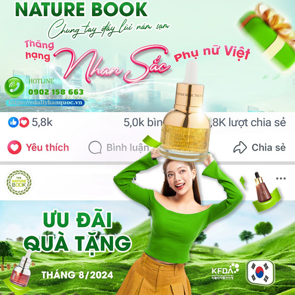 Chương trình khuyến mại quà tặng tháng 8/2024 ngành hàng Mỹ phẩm thiên nhiên thuần chay The Nature Book Hàn Quốc