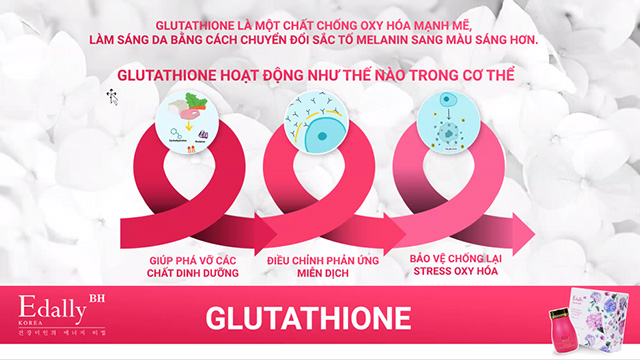 Cơ chế hoạt động của Glutathion trong Viên uống trắng da chống nắng nội sinh Edally BH Hàn Quốc