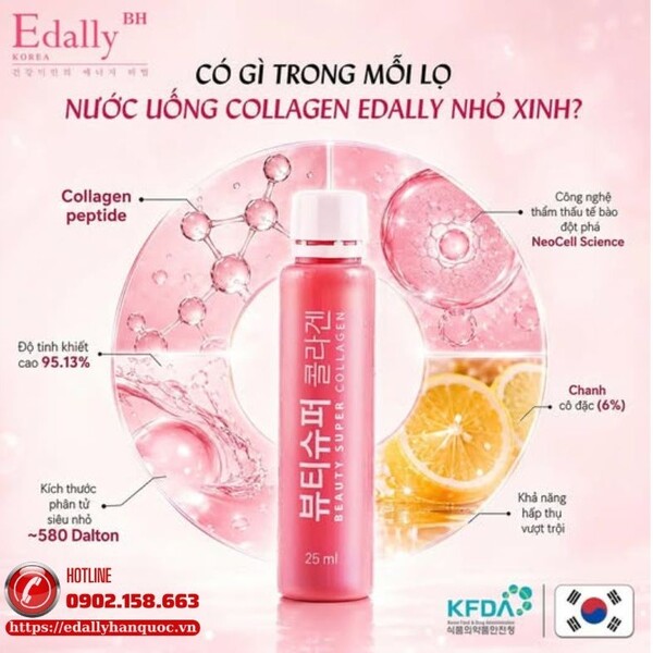 Có gì trong mỗi lọ Nước uống Beauty Super Collagen Edally?