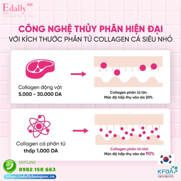 Collagen cá thủy phân với kích thước phân tử Collgane siêu nhỏ dễ dàng hấp thu hơn