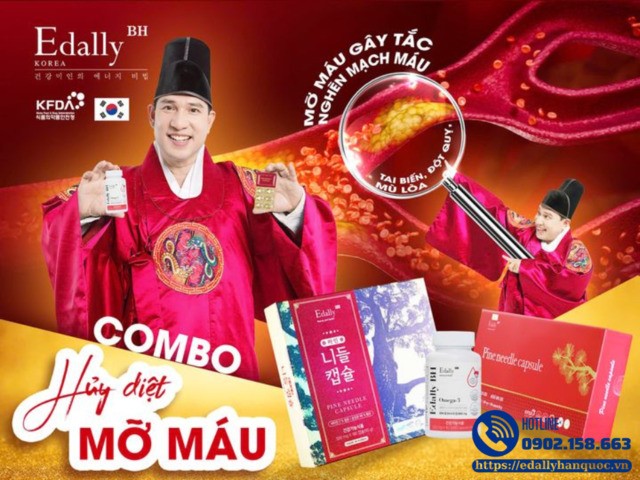 Combo hủy diệt mỡ máu Tinh dầu thông đỏ Edally Pine Needle Capsule và Omega-3 Edally