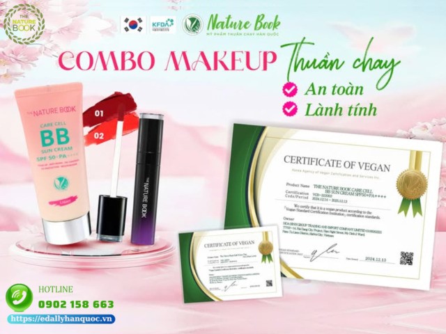 Combo makeup thuần chay The Nature Book Hàn Quốc an toàn và lành tính